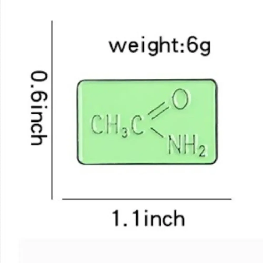 Acetamide Science Formula Cube Pin Brooch